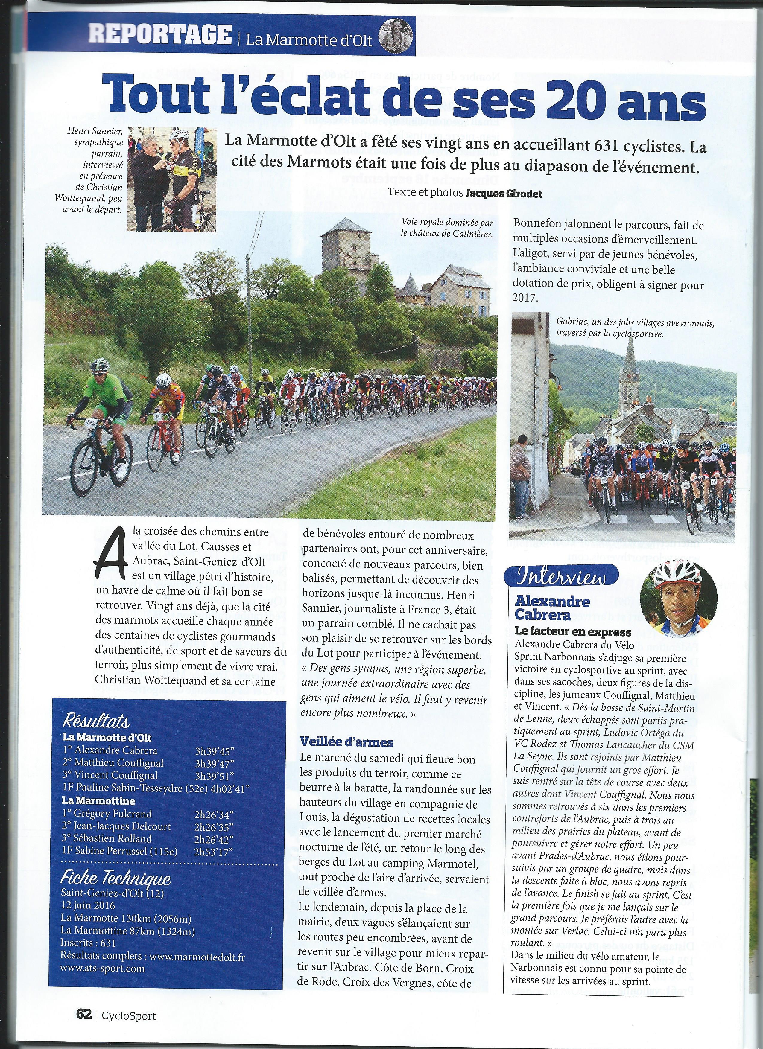Cyclosport reportage 20° Marmotte dOlt